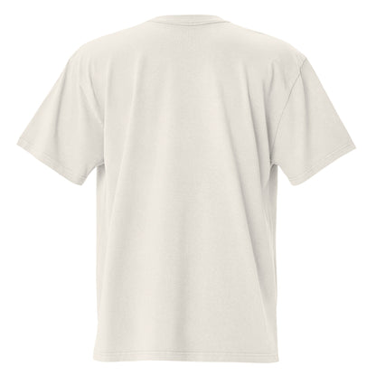 Faded bone Coatlicue oversized distressed tee, back view.